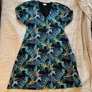 Wray floral bubble sleeve lined cotton midi dress